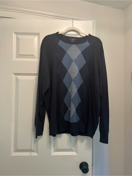 Dockers Other - Dockers Black Crewneck Sweater with Blue and Gray Argyle